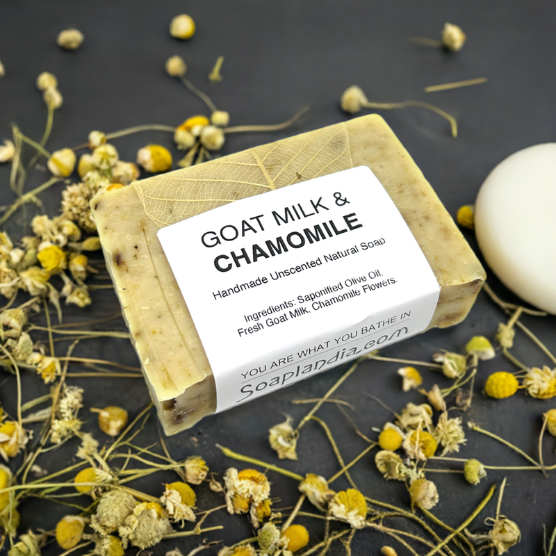 Soaplandia Soap Store Goat Milk & Olive Oil Bar Soap with Chamomile, Unscented
