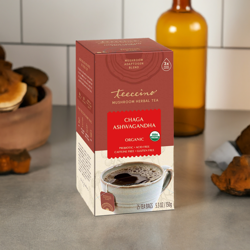 Teeccino Chaga Ashwagandha Butterscotch Cream Mushroom Herbal Tea Herbal Tea