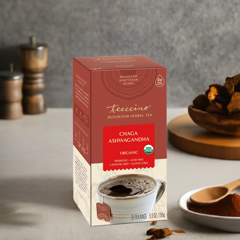 Teeccino Chaga Ashwagandha Butterscotch Cream Mushroom Herbal Tea Herbal Tea