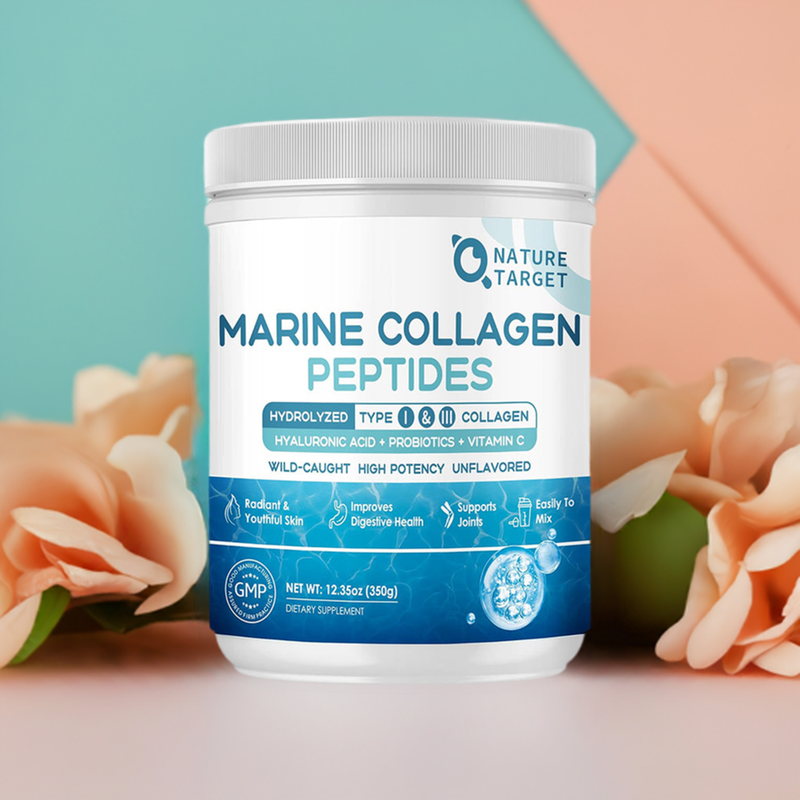 Nature Target Marine Collagen Peptides Powder, 10 Billion CFUs, 12.35 OZ Collagen
