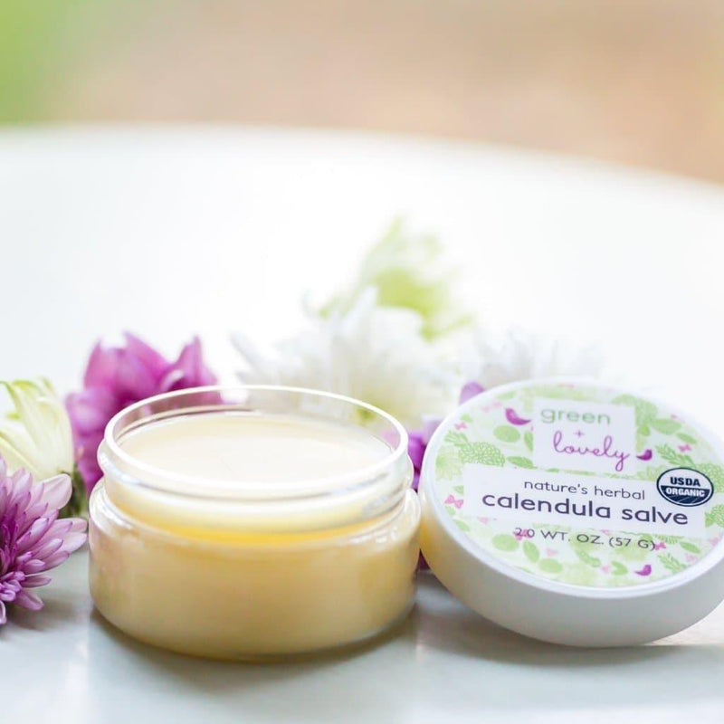 Green + Lovely Nature's Herbal Calendula Salve, Lavender Chamomile - Eczema Cream - Multi-use Skin Cream, 2 oz Nature's Herbal Calendula Salve. Healing Ointment.