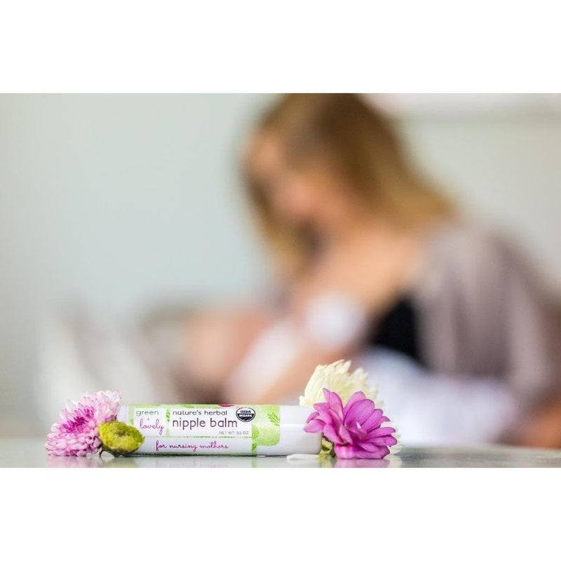 Green + Lovely Calming Nature's Herbal Nursing Nipple Balm - Breastfeeding Essential - 1 oz. Nipple Cream