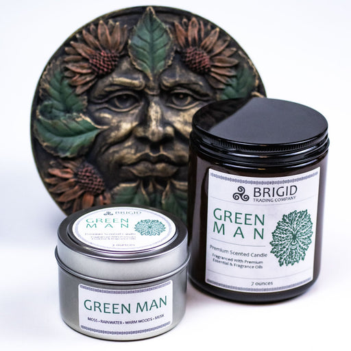 Brigid Trading Company Green Man Soy Wax Candle - Moss, Rainwater, Old Growth Forests, and White Musk Premium Scented Candle