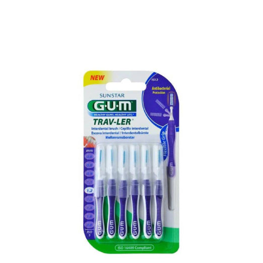 GUM Gum Trav-Ler Brush Heads Fine Cylindrical Size 3 -1.2mm 6 Brush Toothbrush