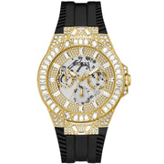 Bids.com Guess Men's Black Gold Tone Multi-function Watches