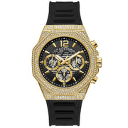 Bids.com Guess Men's Momentum Black Gold Tone Multi-function Watches