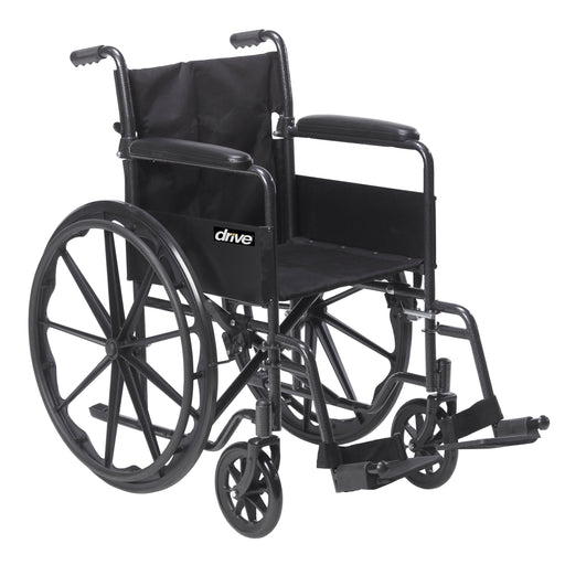 RIO Medical Supplies Silver Sport 1 Wheelchair with Full Arms and Swing away Removable Footrest