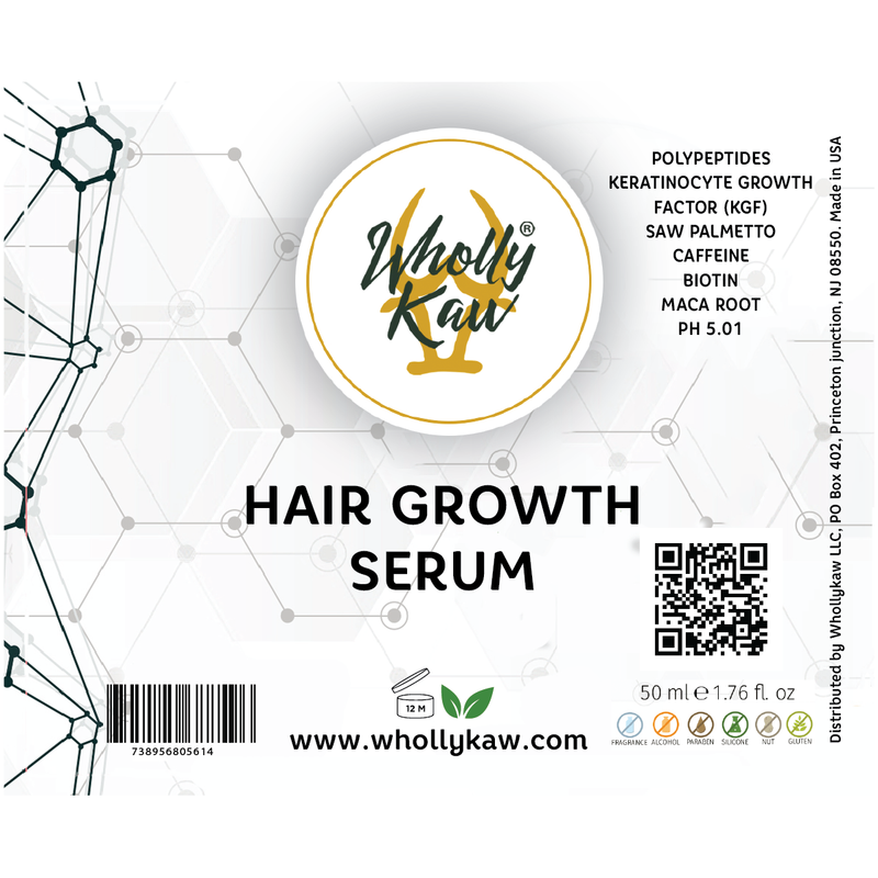 WhollyKaw Hair Growth Serum - Polypeptides, Caffeine, Biotin, Keratinocyte Growth Factors Men