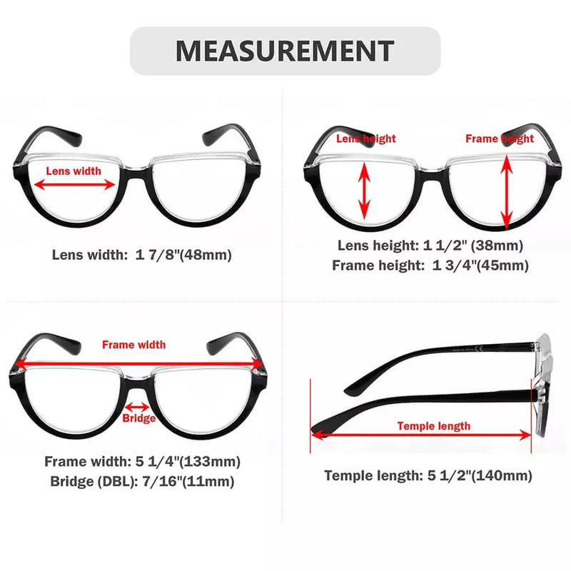 eyekeeper.com Half Moon Design Thicker Frame Reading Glasses R2006 Eyeglasses