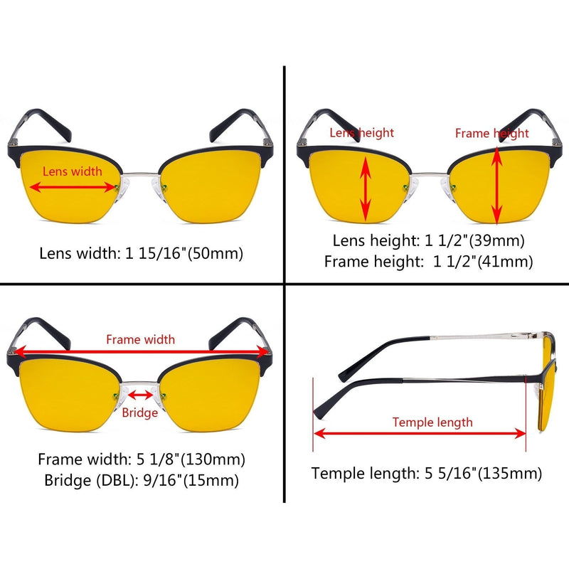 eyekeeper.com Half-rim Blue Light Blocking Eyeglasses Amber Tinted Lenses LX19028-BB90 Eyeglasses