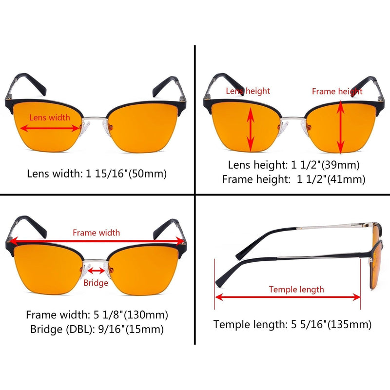 eyekeeper.com Half-rim Blue Light Blocking Eyeglasses Orange Tinted Lenses LX19028-BB98 Eyeglasses