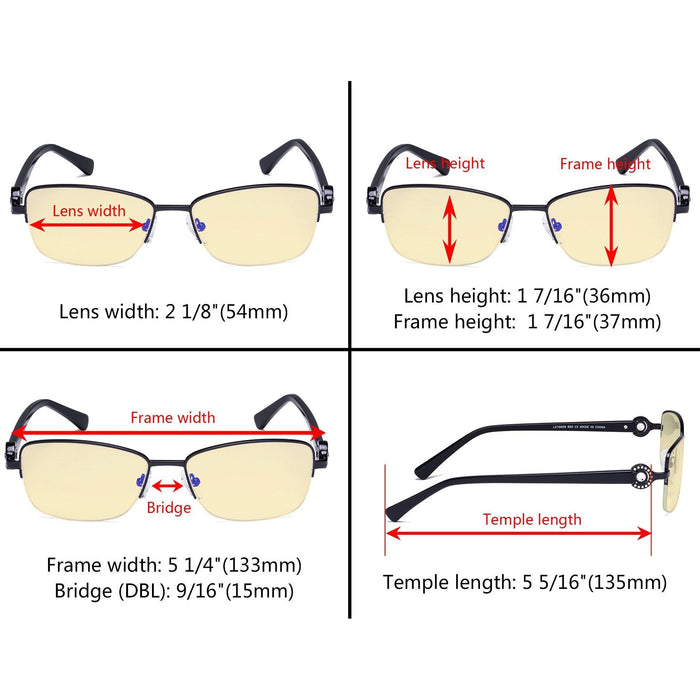 Eyekeeper.Com - Half-Rim Blue Light Blocking Eyeglasses Lx19008-Bb90