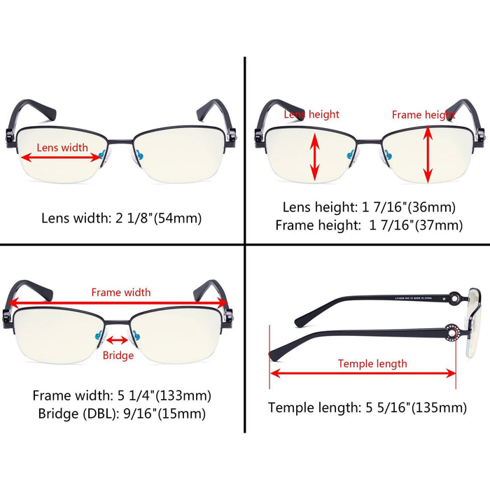 Eyekeeper.Com - Half-Rim Crystal Blue Light Blocking Eyeglasses Lx19008-Bb60