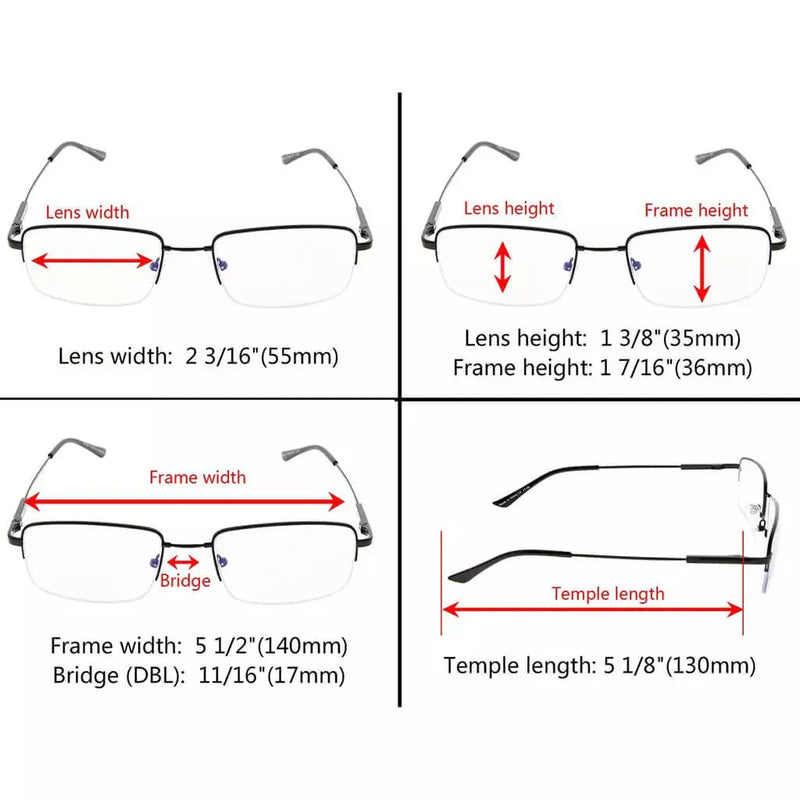 eyekeeper.com Half-rim Elegant Progressive Multifocal Reading Glasses M1702 Eyeglasses