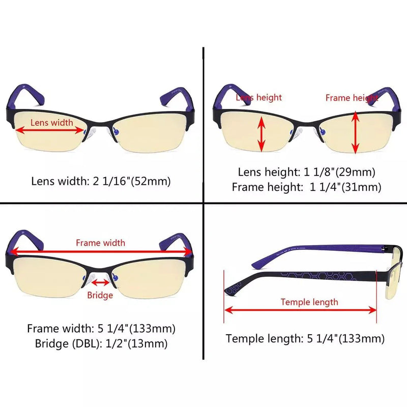 eyekeeper.com Half-rim Metal Blue Light Blocking Eyeglasses TM17006 Eyeglasses