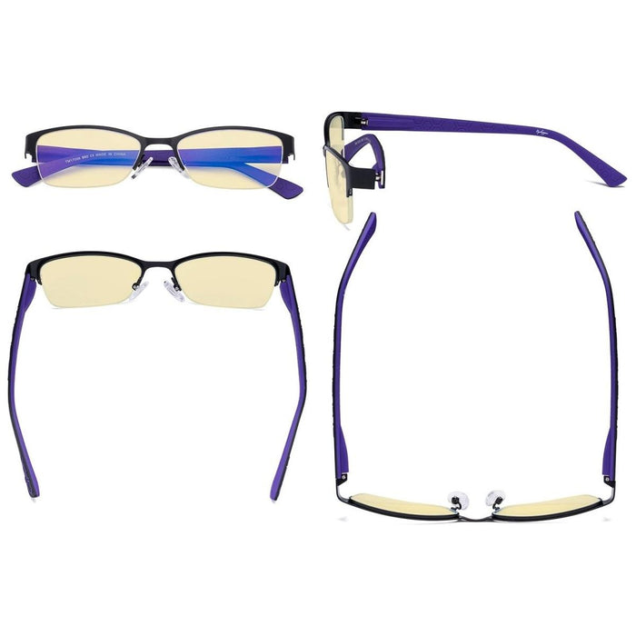 Eyekeeper.Com - Half-Rim Metal Blue Light Blocking Eyeglasses Tm17006