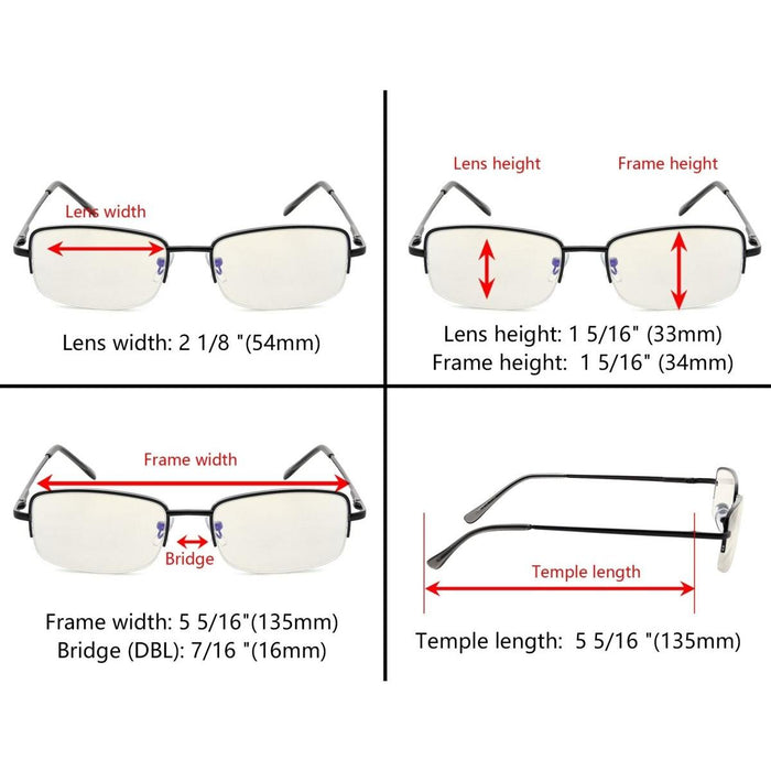 Eyekeeper.Com - Half Rim Metal Computer Reading Glasses Cg15015