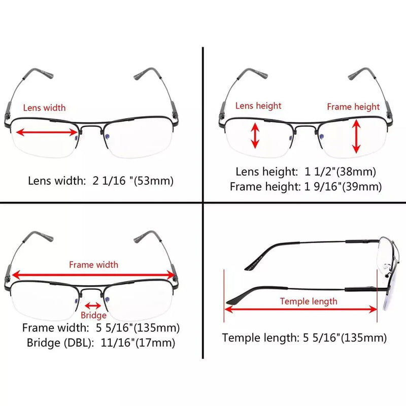 eyekeeper.com Half-rim Pilot Progressive Multifocus Reading Glasses M1706 Eyeglasses