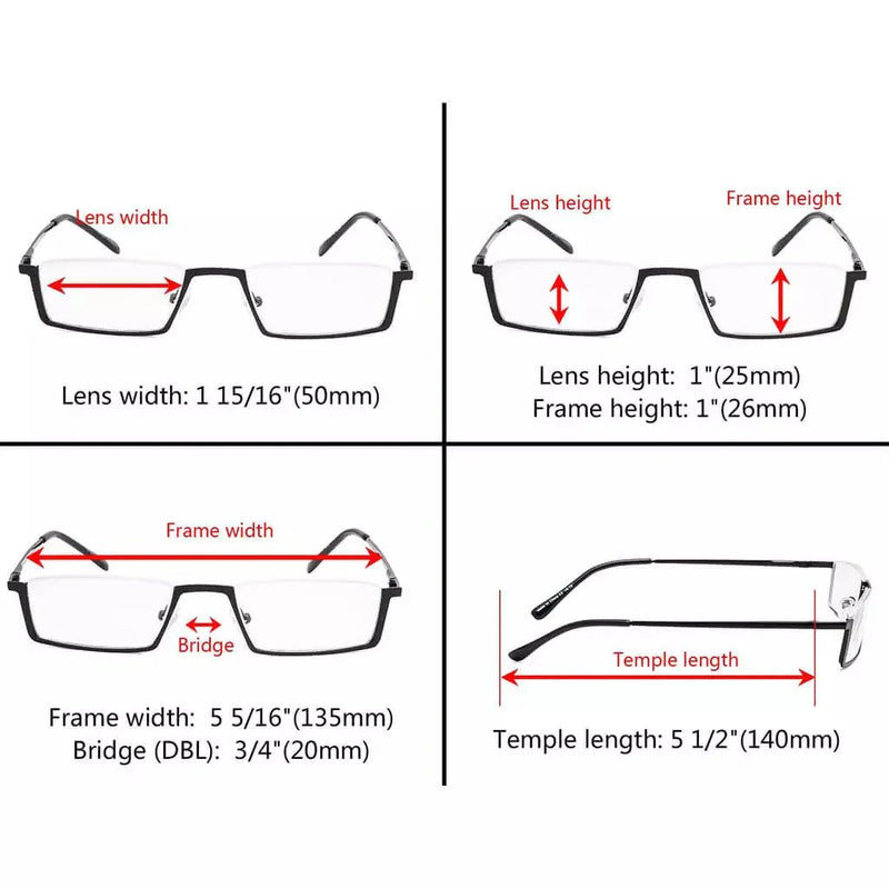 eyekeeper.com Half Rim Reading Glasses Chic Metal Readers R1613 Eyeglasses