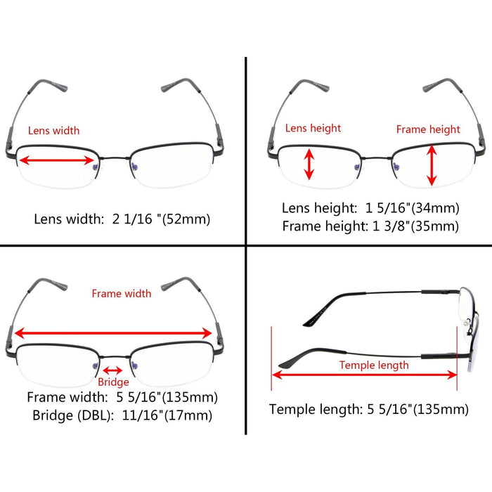 Eyekeeper - Chic Rectangle Progressive Multifocus Reading Glasses M1704