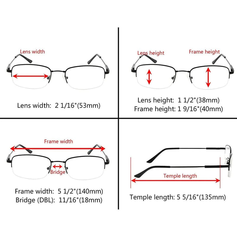 eyekeeper.com Half Rim Vintage Rectangle Reading Glasses Sleek Readers R1704 Eyeglasses