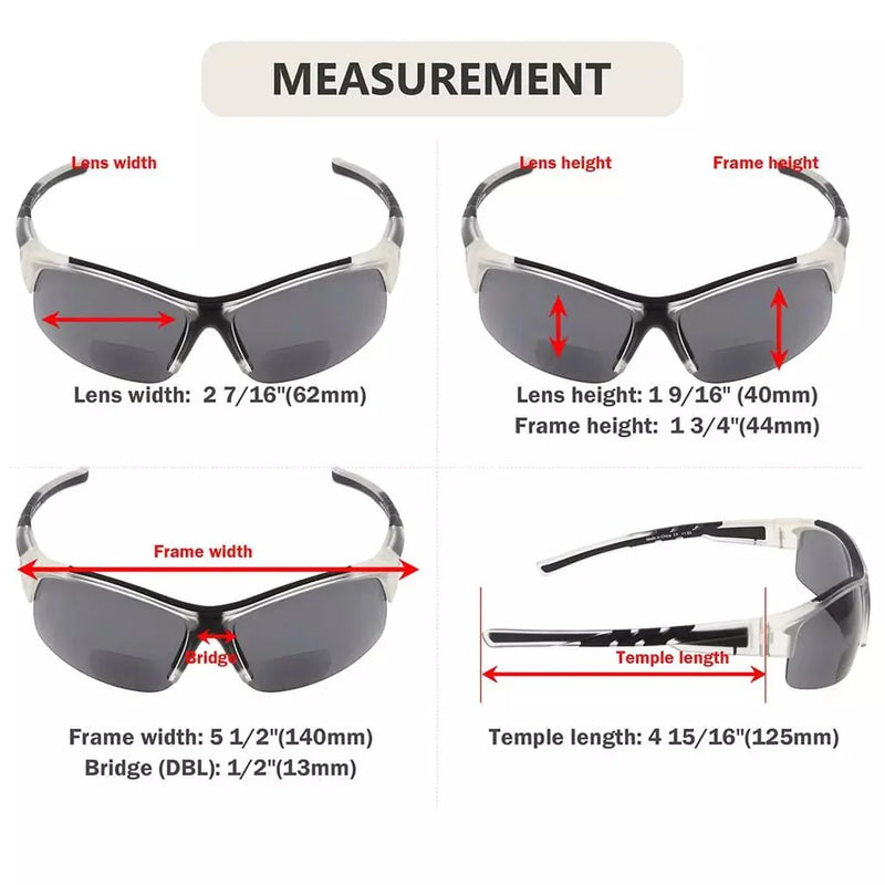 eyekeeper.com Half Rimless TR90 Sport Bifocal Reading Sunglasses TH6226-B Sunglasses