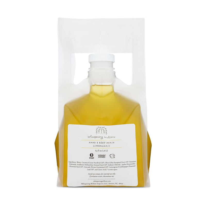 Whispering Willow Lemongrass Natural Hand and Body Wash Bulk Refill Liquid Soap