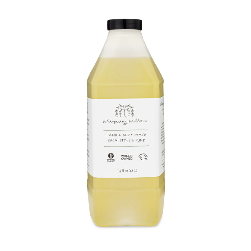 Whispering Willow Eucalyptus & Mint Natural Hand and Body Wash Bulk Refill Liquid Soap White Smoke Without Pump,With Pump