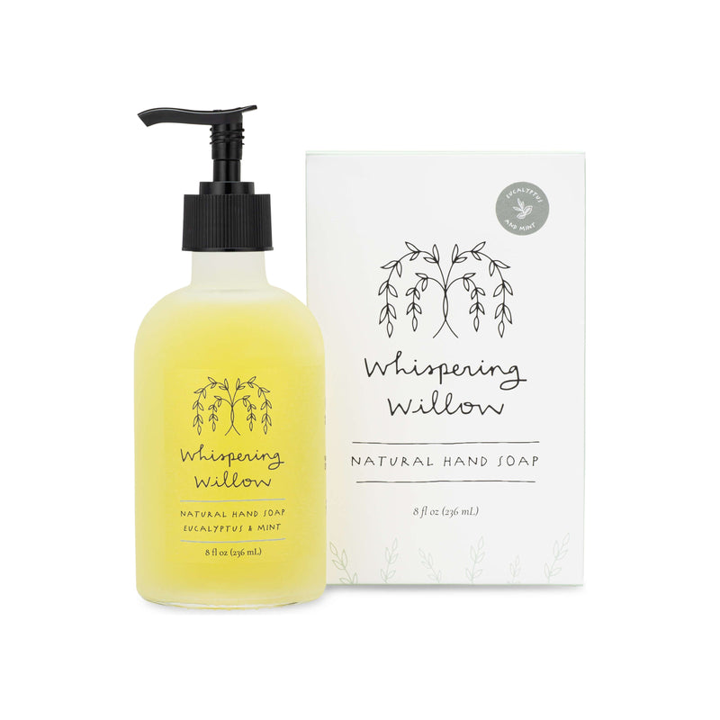 Whispering Willow Eucalyptus & Mint Natural Hand Soap in a Glass Bottle Liquid Soap