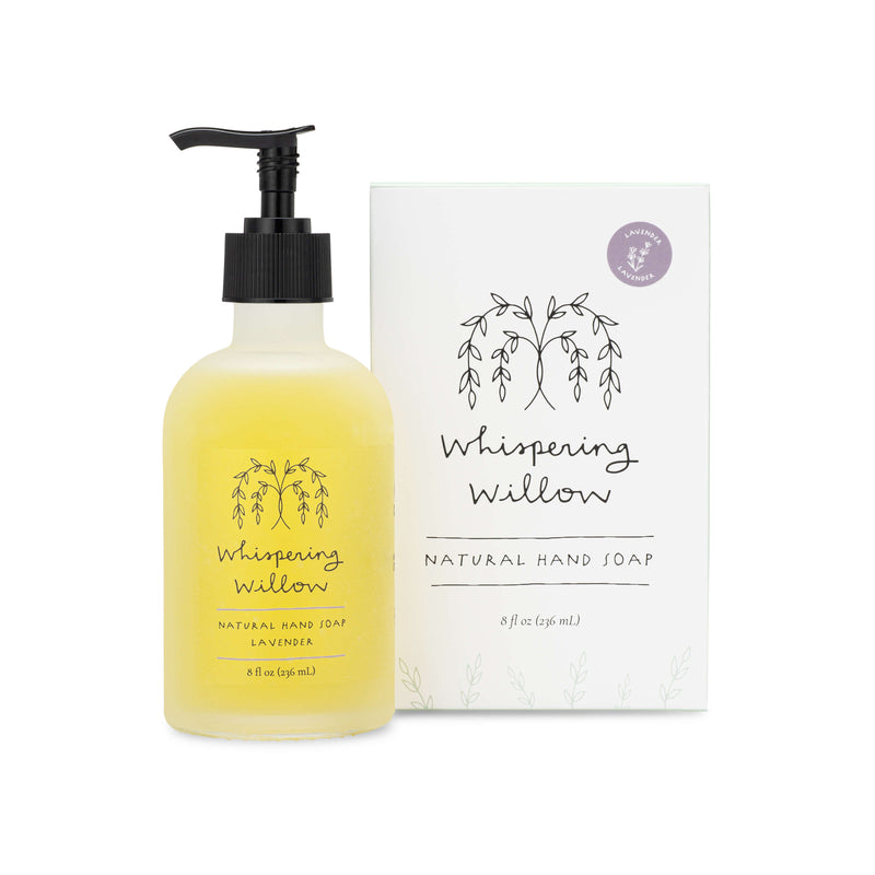 Whispering Willow Lavender Natural Hand Soap in a Glass Bottle Liquid Soap