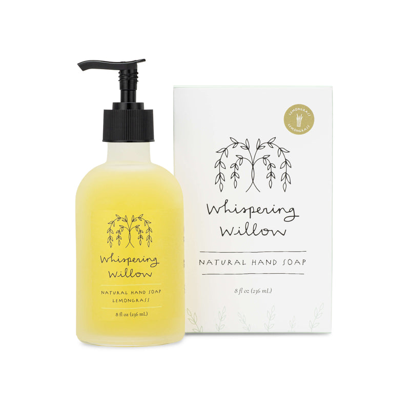 Whispering Willow Lemongrass Natural Hand Soap in a Glass Bottle Liquid Soap