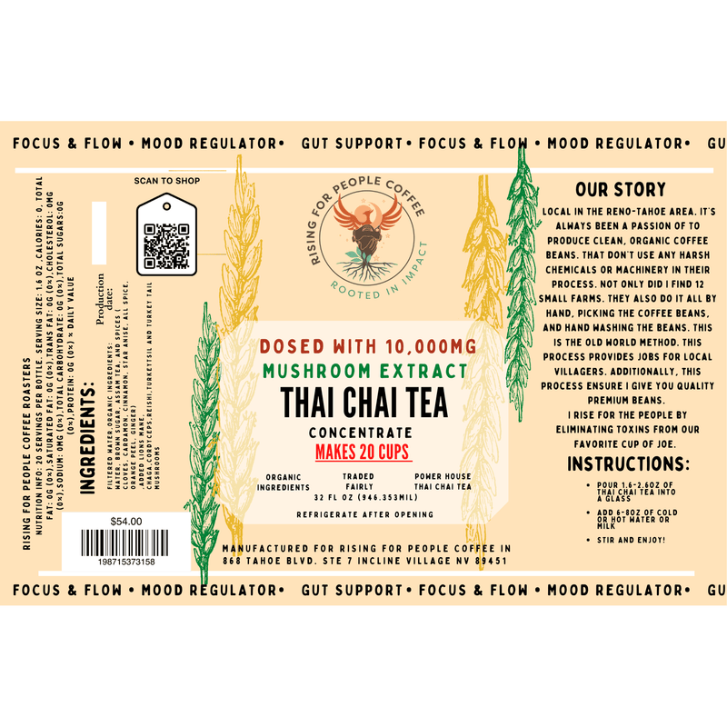 Rising For People Coffee Co. Happy Mushroom Thai Chai Tea Concentrate Tea