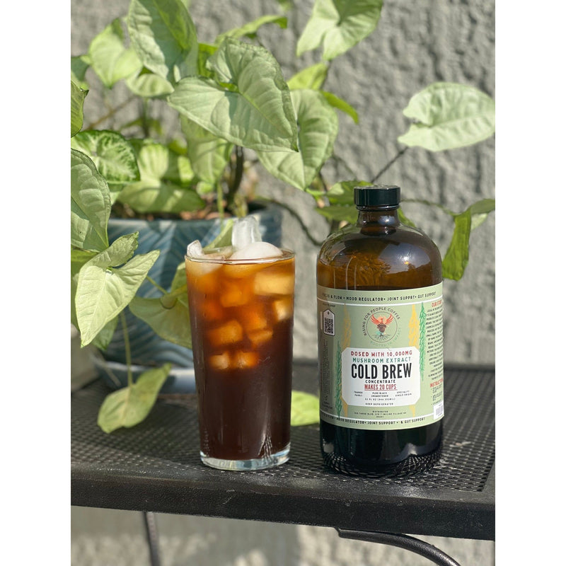 Rising For People Coffee Co. Functional Mushroom Cold Brew Concentrate Coffee Dark Sea Green 32oz,32oz - 6 pack