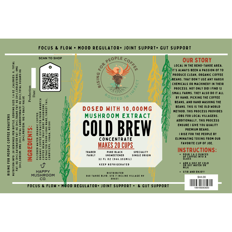 Rising For People Coffee Co. Happy Mushroom concentrated Cold Brew coffee Coffee