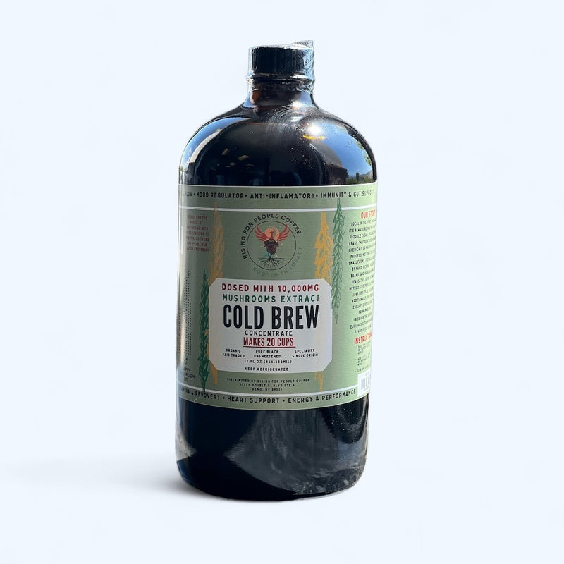 Rising For People Coffee Co. Functional Mushroom Cold Brew Concentrate Coffee White Smoke 32oz,32oz -4pack,32oz - 6 pack