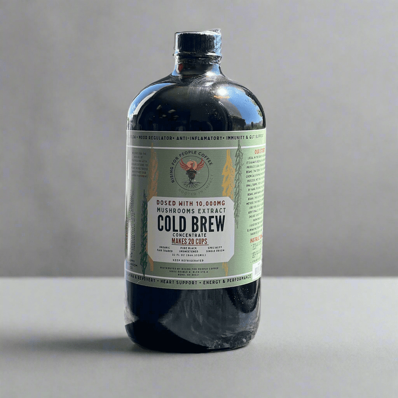 Rising For People Coffee Co. Functional Mushroom Cold Brew Concentrate Coffee Dark Gray 32oz,32oz -4pack,32oz - 6 pack