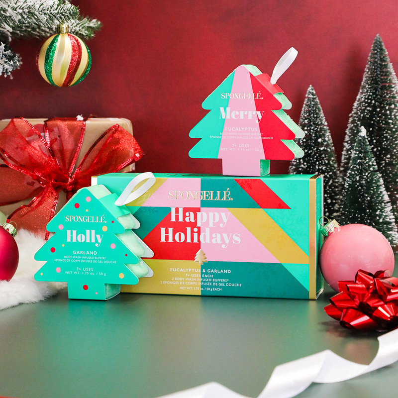 Spongellé Happy Holidays | Holiday Tree Gift Set Body Wash Infused Buffer