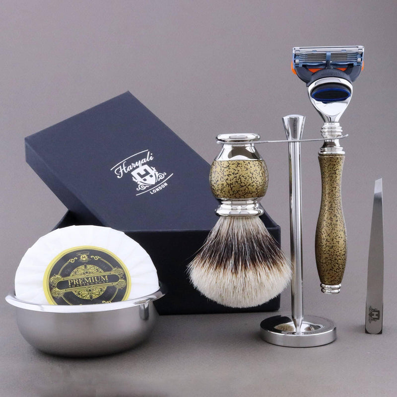 Haryali London USA Haryali's Vase Range Silvertip Badger Hair Shaving Kit