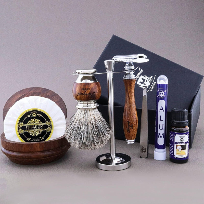 Haryali London USA Haryali's Wooden Range Super Badger Shaving Kit