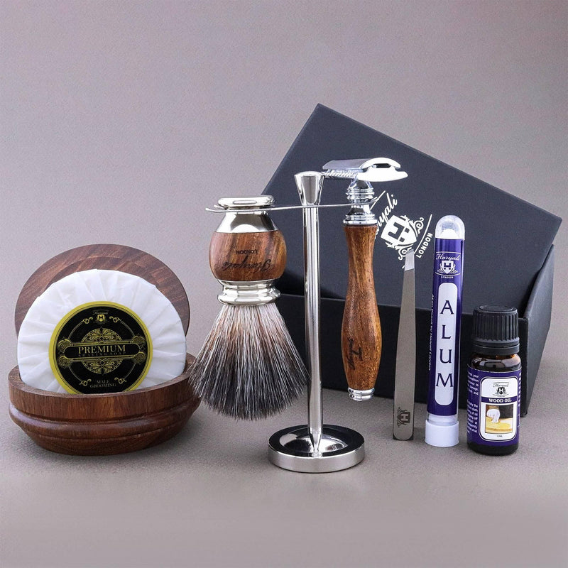 Haryali London USA Haryali's Wooden Range Synthetic Hair Shaving Kit