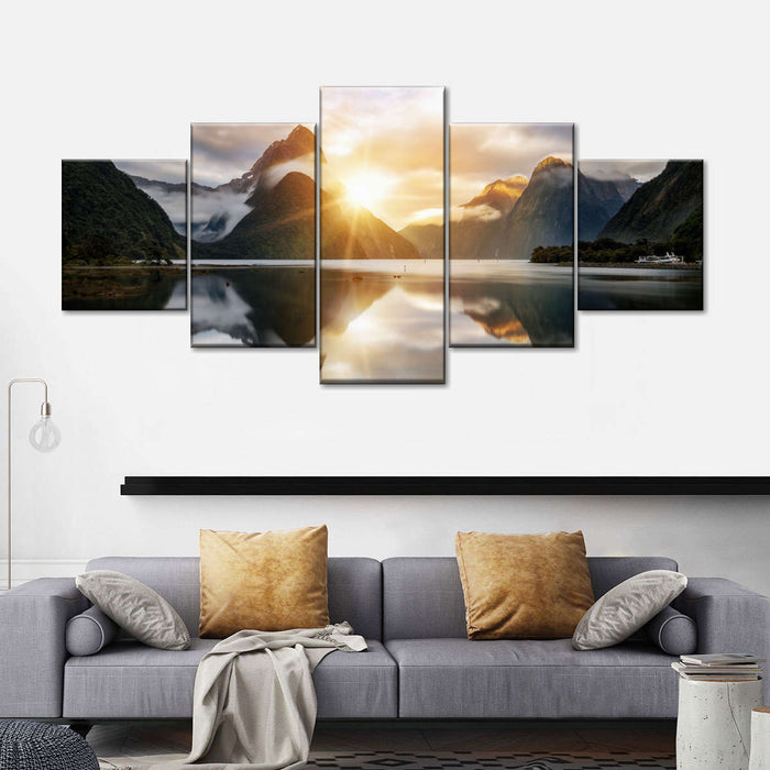 Milford Sound Mountain Sunrise Wall Art