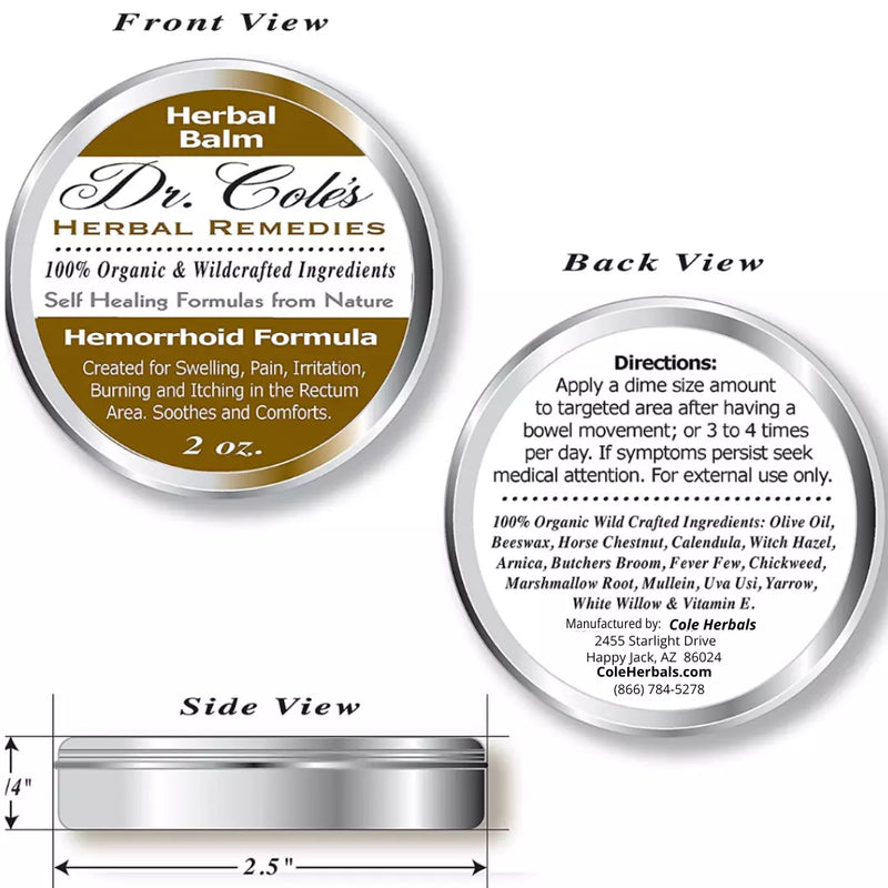 COLEHERBALS Dr. Cole's Hemorrhoid Balm, Salts, and Constipation Balm Bundle