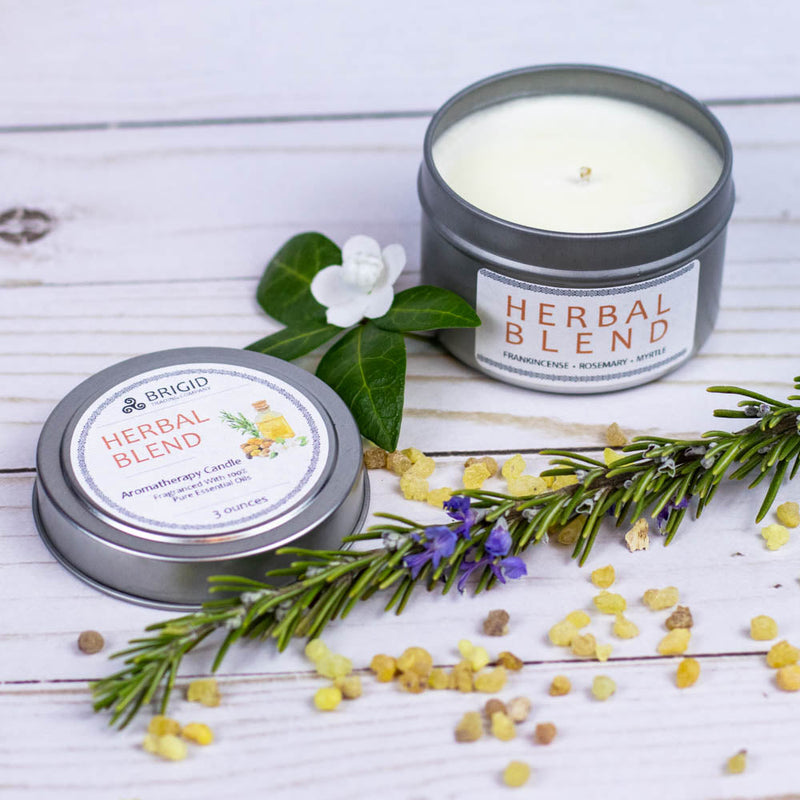 Brigid Trading Company Herbal Blend Soy Wax Candle - Frankincense, Rosemary, and Myrtle Aromatherapy Candle
