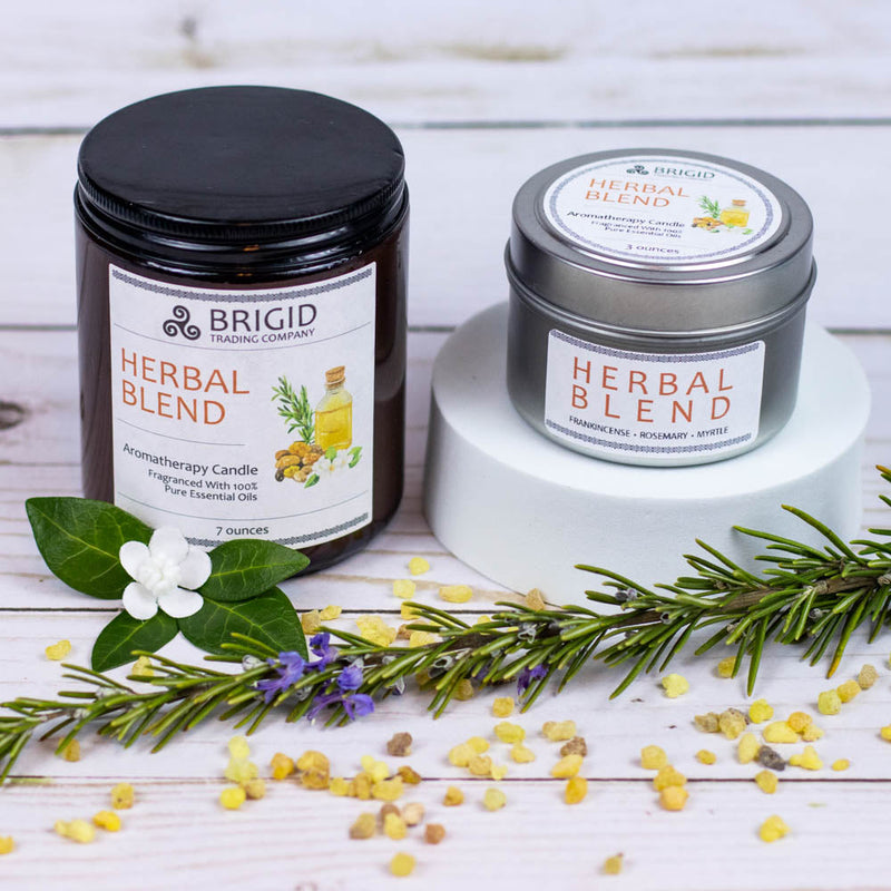 Brigid Trading Company Herbal Blend Soy Wax Candle - Frankincense, Rosemary, and Myrtle Aromatherapy Candle
