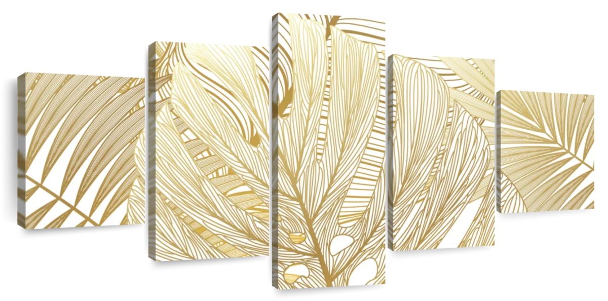 Golden Tropical Leaves Wall Art