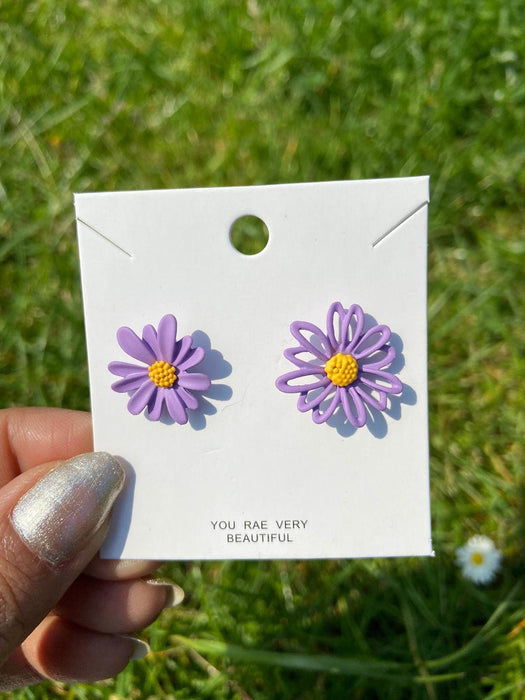 Colourful Daisy Sun Flower Summer Floral Dainty Boho Nature Stud Earrings