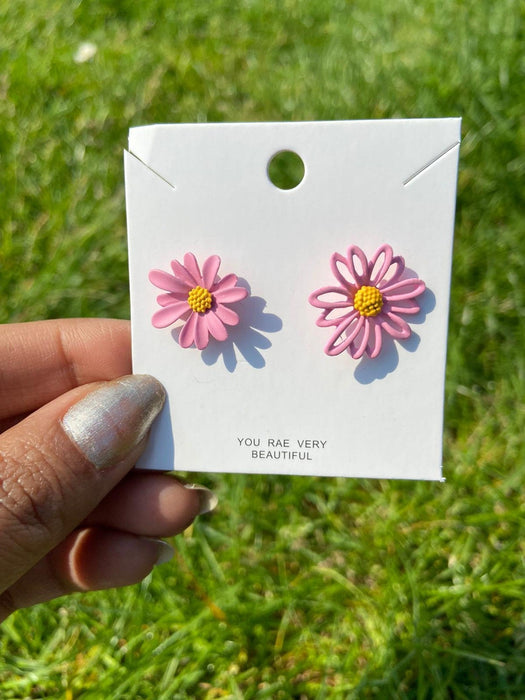 Colourful Daisy Sun Flower Summer Floral Dainty Boho Nature Stud Earrings