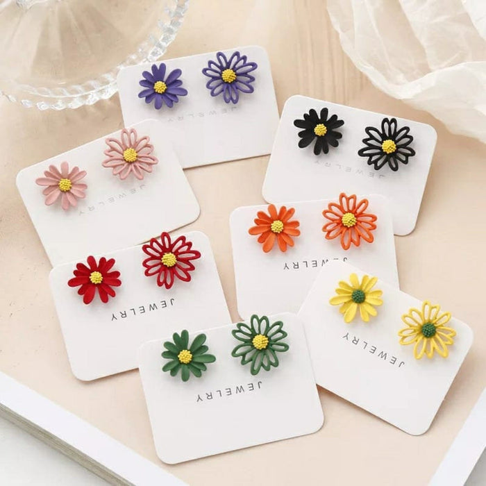 Colourful Daisy Sun Flower Summer Floral Dainty Boho Nature Stud Earrings