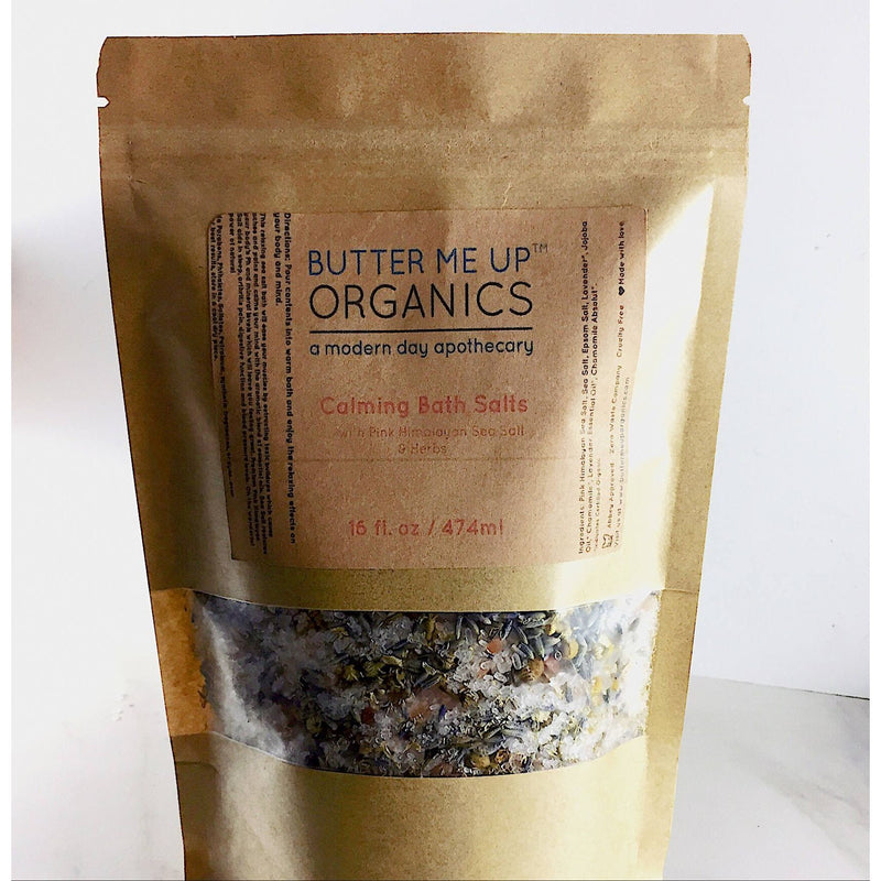 Butter Me Up Organics Calming Bath Salts / Detox / Relaxation / Lavender & Chamomile / Essential Oils / Organic Herbs / Herbal Bath Salts for Relaxation Stress Bath