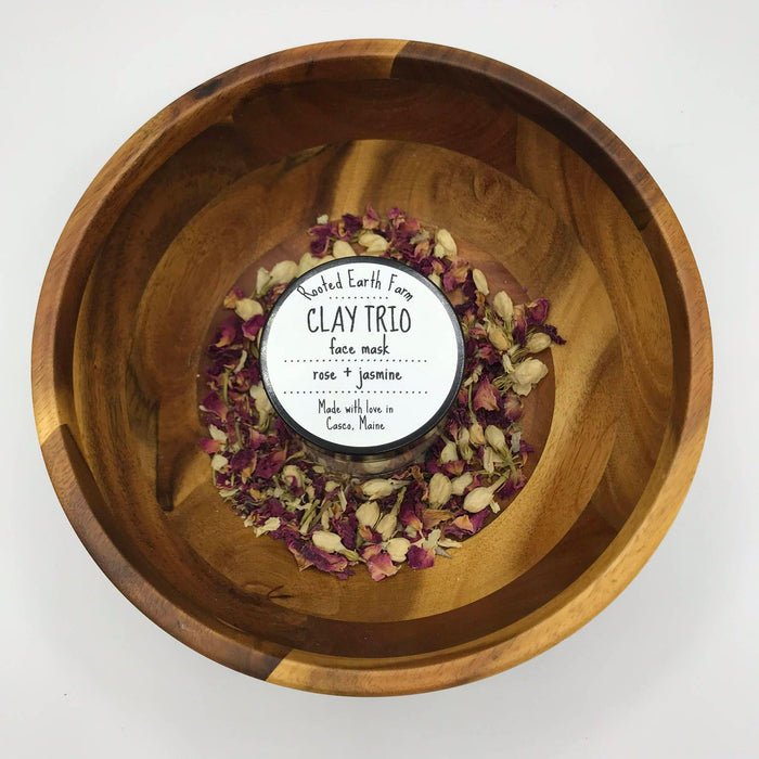 Rooted Earth Farm + Apothecary - Rose + Jasmine Clay Trio Face Mask 2oz. 